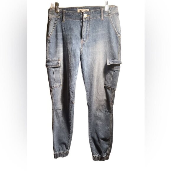 Almost Famous casual stretch trendy pockets denim jogger cargo style jeans M - Picture 2 of 5